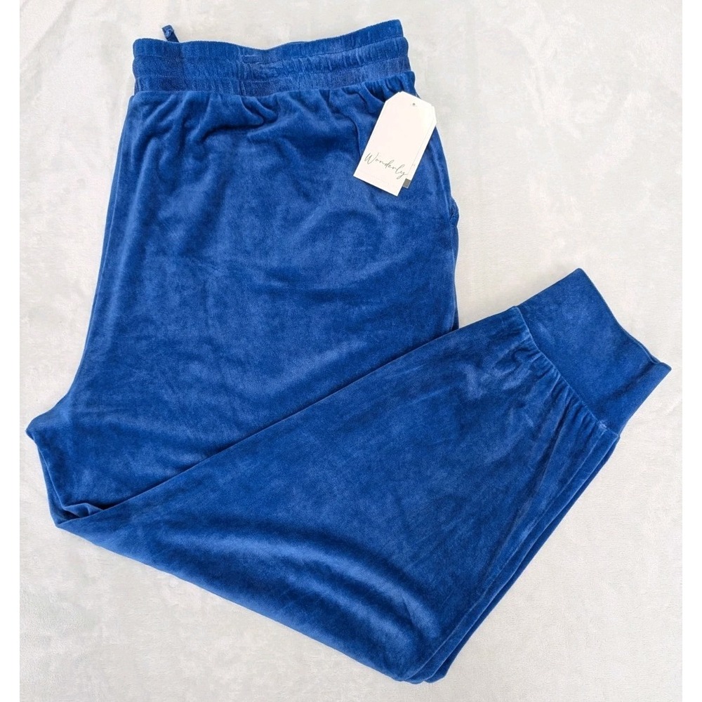Wonderly Studio Jog Pants Women's 4X NEW Royal Blue Velveteen Pockets Activewear